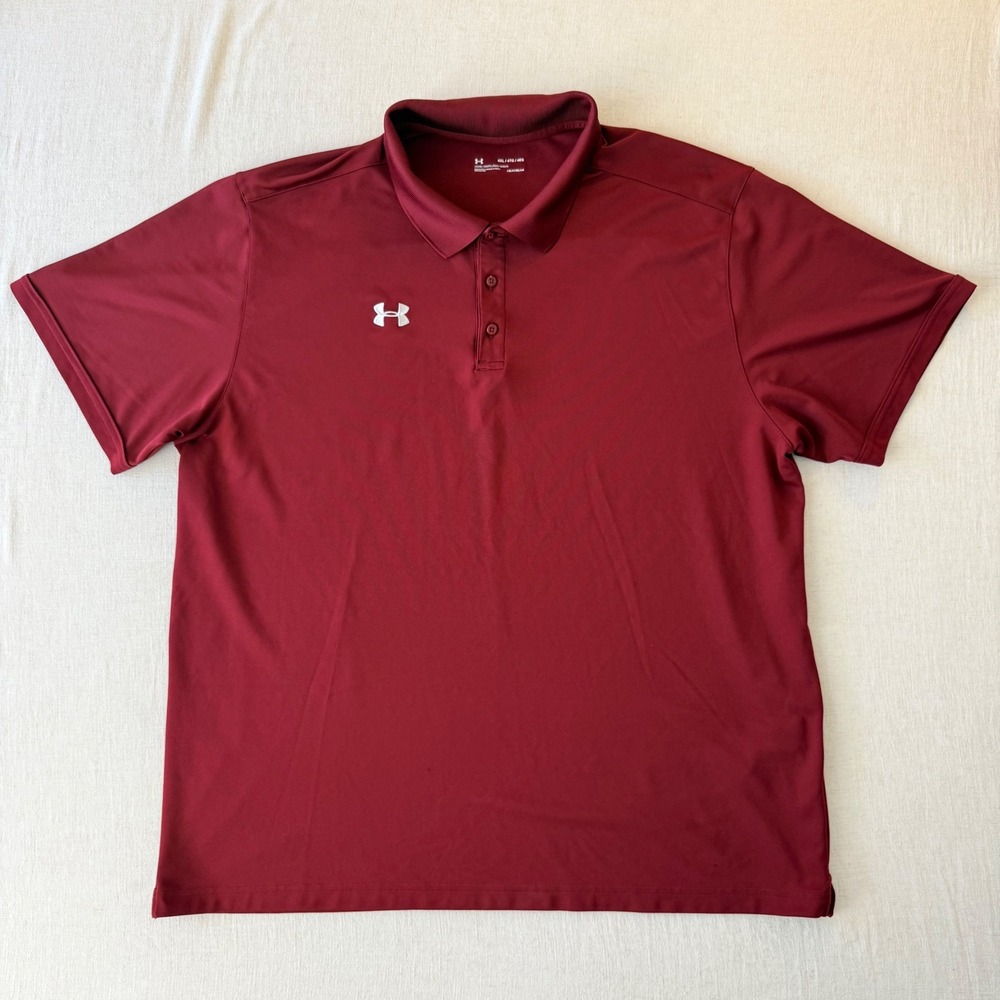 Under Armour Polo Shirt Mens 4XL Maroon HeatGear Short Sleeve Athletic Golf